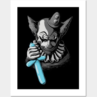 Clowns Are Evil - Black and White (and Blue) Posters and Art